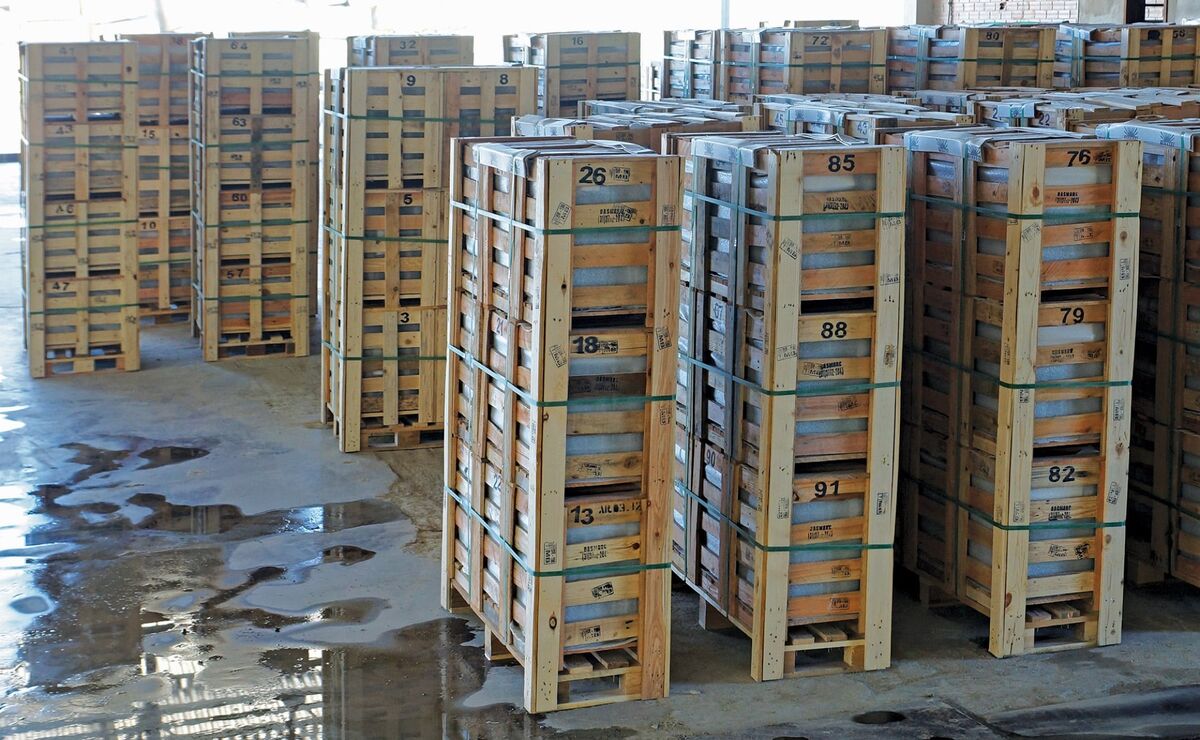 Numbered wooden crates for export
