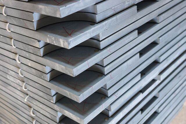 Stacked soapstone slabs