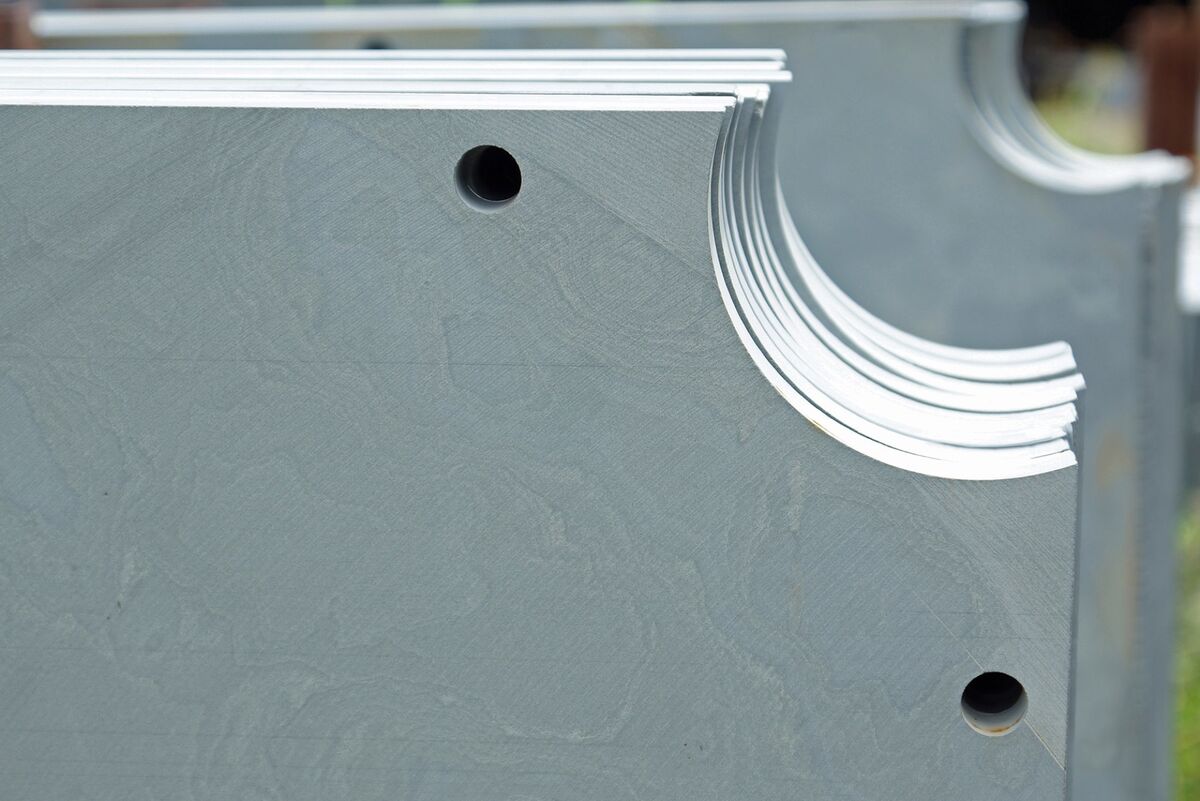 Precisely milled soapstone slab with curves and drill holes